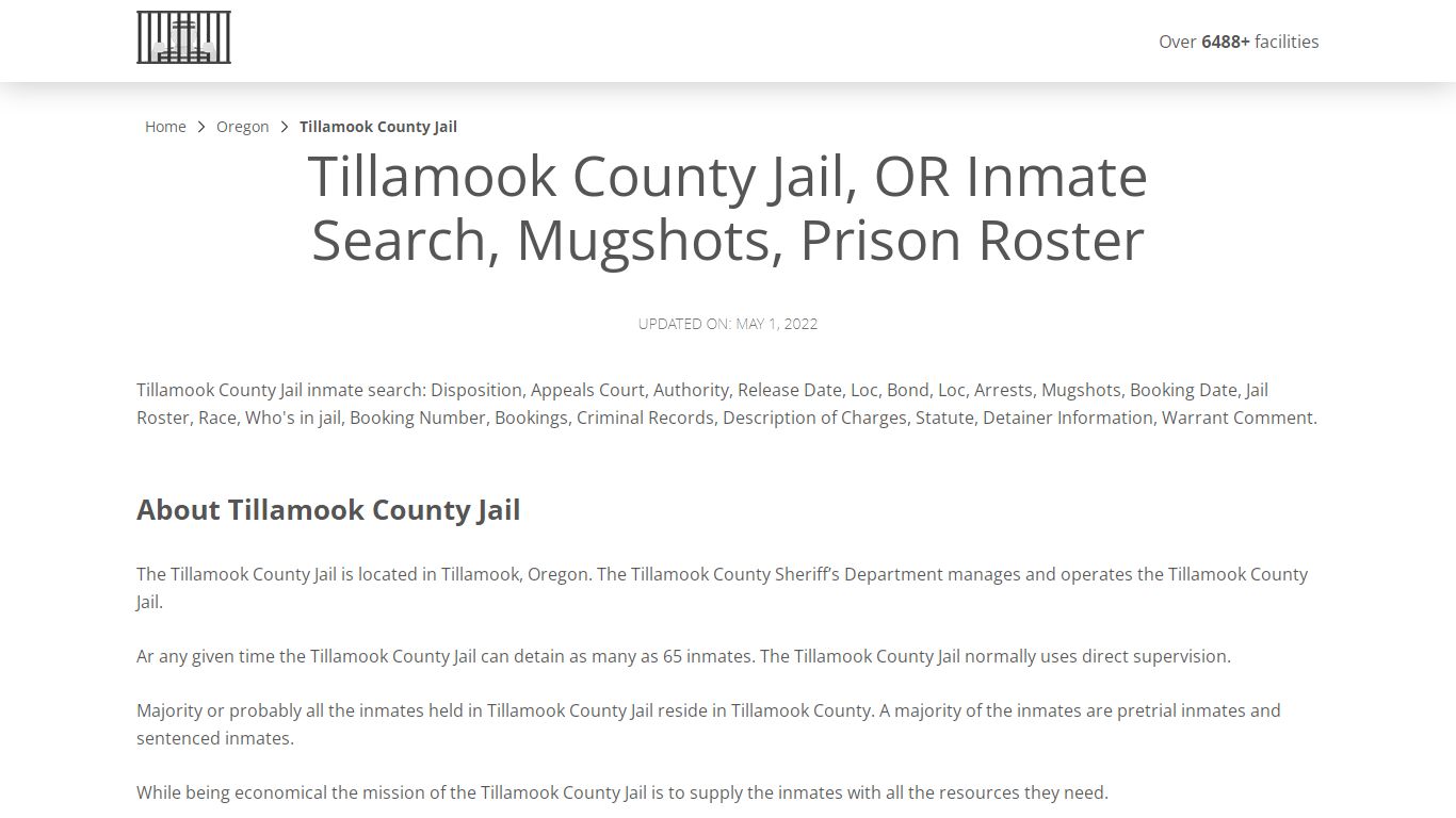 Tillamook County Jail, OR Inmate Search, Mugshots, Prison ...